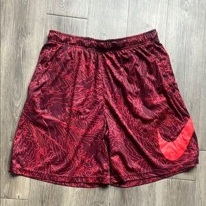 Nike Maroon and Red Patterned Shorts